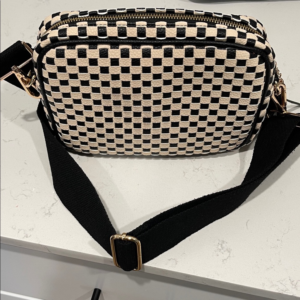 Black and Cream Checkered Women's Bag